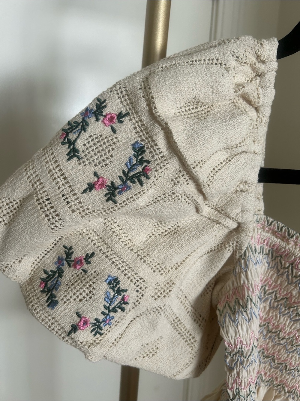 ASOS DESIGN Cottagecore Embroidered Puff Sleeve Smocked Peplum Top NWT - Picture 6 of 11